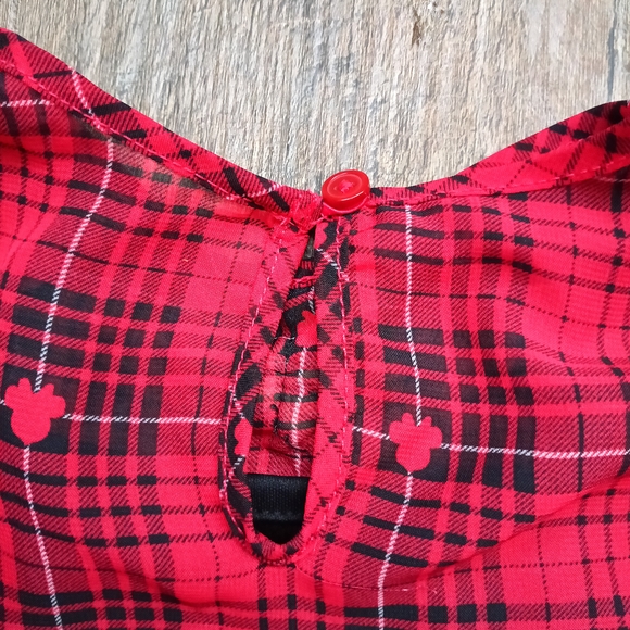 Disney Minnie Red Plaid Girls Blouse with Leopard Bow Size 4T - Picture 5 of 7
